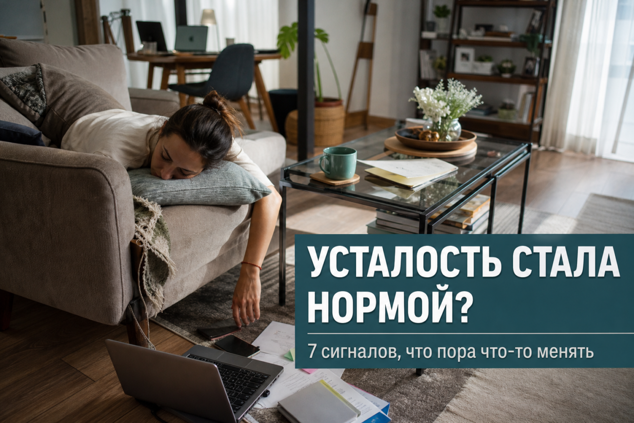 Уставший человек сидит у окна рядом с чемоданом, размышляя о переменах и смене образа жизни.